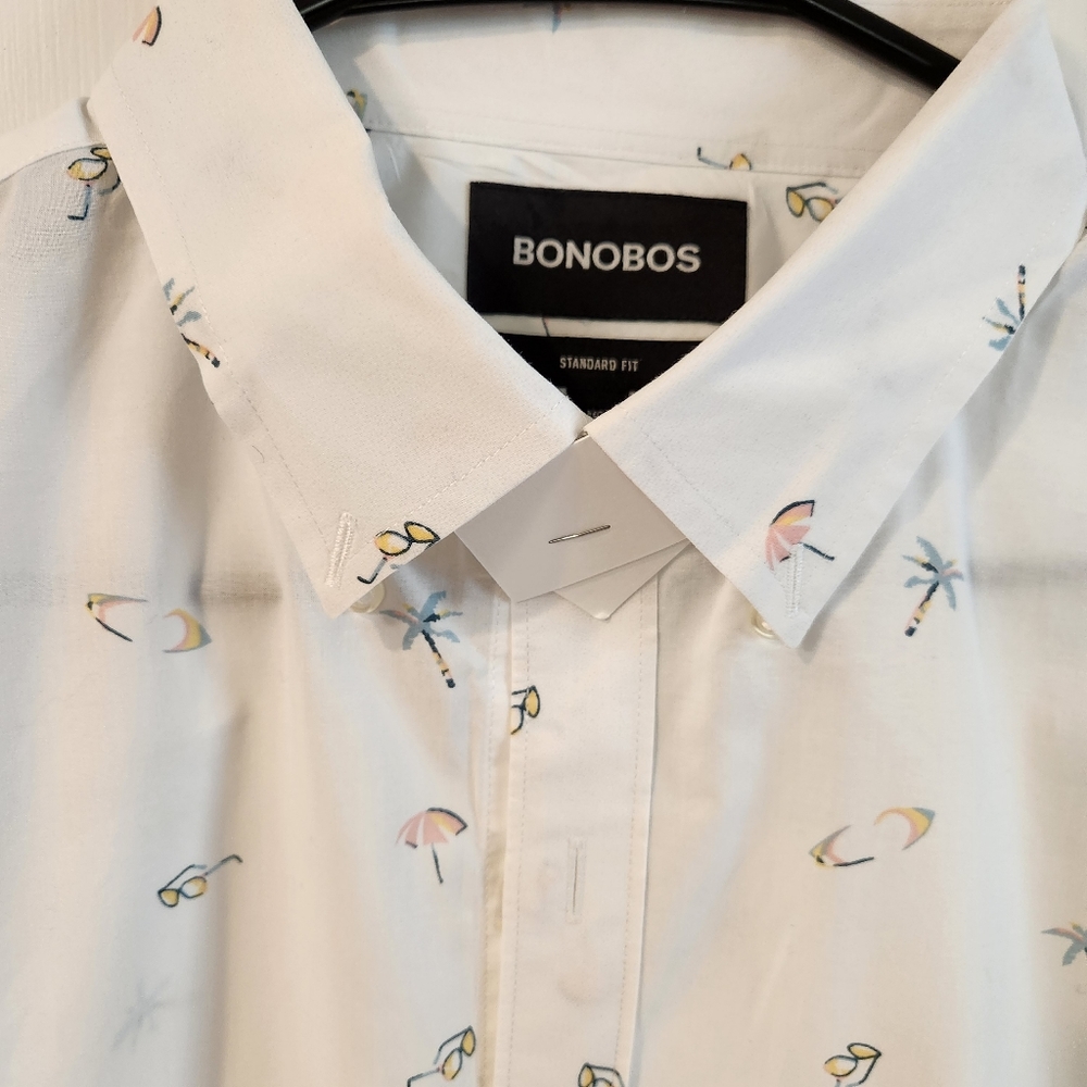 Bonobos large white gray men button down shirt with skiers design - Picture 4 of 8